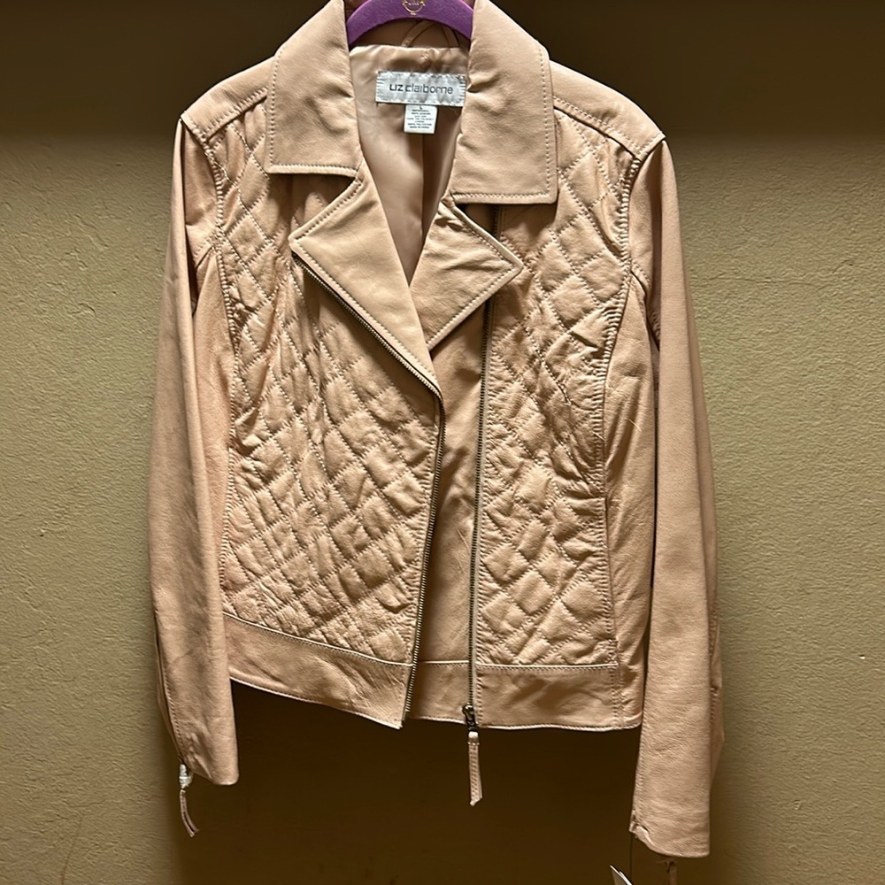 Liz Claiborne leather quilted moto jacket